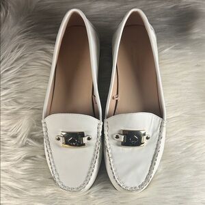 KATE SPADE Loafers Women's Size 8 Kate Spade Carmen S1350018 White Leather Shoes